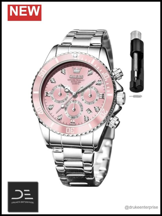 Ladies Analog Quartz Stainless Steel Watch with Luminous Day Date